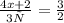 \frac{4x+2}{3х} = \frac{3}{2}