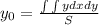 y_0= \frac{ \int\limits \int\limits {y}dx dy }{S}