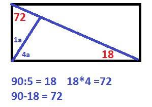 Перпендикуляр,проведенный из вершины прямого угла прямоугольника к диагонали,делит угол в отношении