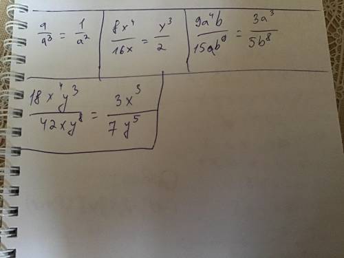 Сократите дробь : 1) а/a32)8x4/16x3) 9a4b/15ab94) 18x4y3/42xy8​