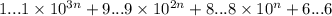 1...1\times 10^{3n}+9...9\times10^{2n}+8...8\times10^{n}+6...6