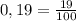 0,19 = \frac{19}{100}