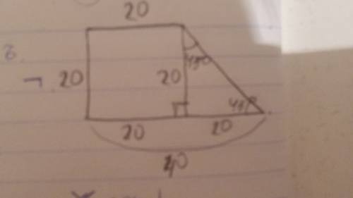 Впрямоугольной трапеции острый угол равен 45°.меньшая боковая сторона и меньшее основание равны по 2