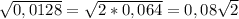 \sqrt{0,0128} = \sqrt{2*0,064} =0,08 \sqrt{2}