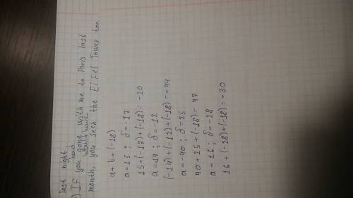 Найдите значение выражения a+b+(-18) если а=15,б=-17 а=-14,б=-12 а=-40,б=25 а=+16б=-28