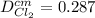 D_{Cl_{2}}^{cm}}=0.287