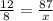 \frac{12}{8} = \frac{87}{x}