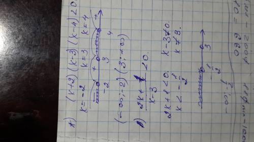 Решите неравенство: а) (х+2)(х-3)(х-4)< 0 б) 2х + 1/х - 3 < 0