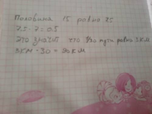 Когда поезд расстояния между станциями, до половины пути ему оставалось пройти ещё 3 км. расстояние