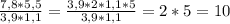 \frac{7,8*5,5}{3,9*1,1}= \frac{3,9*2*1,1*5}{3,9*1,1}=2*5=10