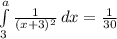 \int\limits^a_3 { \frac{1}{(x+3)^2} } \, dx = \frac{1}{30}