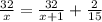 \frac{32}{x} = \frac{32}{x+1} + \frac{2}{15}