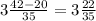 3 \frac{42-20}{35}=3 \frac{22}{35}