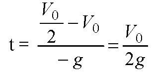 Тело брошено вертикально вверх со скоростью v0 .через сколько времени его скорость уменьшится вдвое?