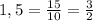 1,5= \frac{15}{10} = \frac{3}{2}