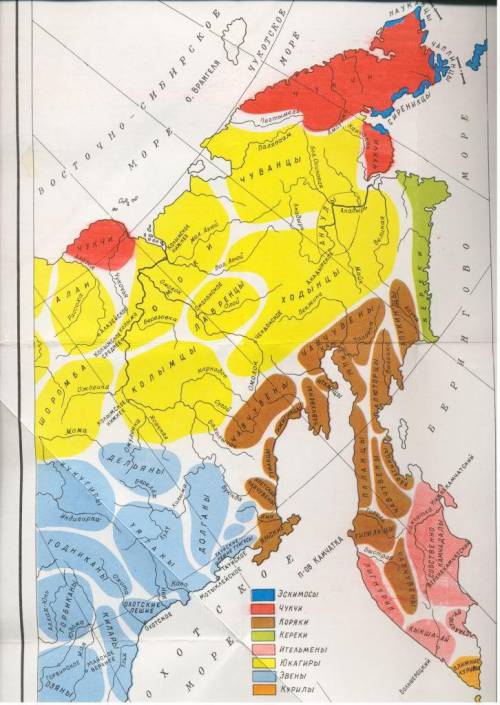 Найдите на карте районы народов сибири