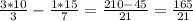 \frac{3*10}{3}- \frac{1*15}{7} = \frac{210-45}{21}= \frac{165}{21}