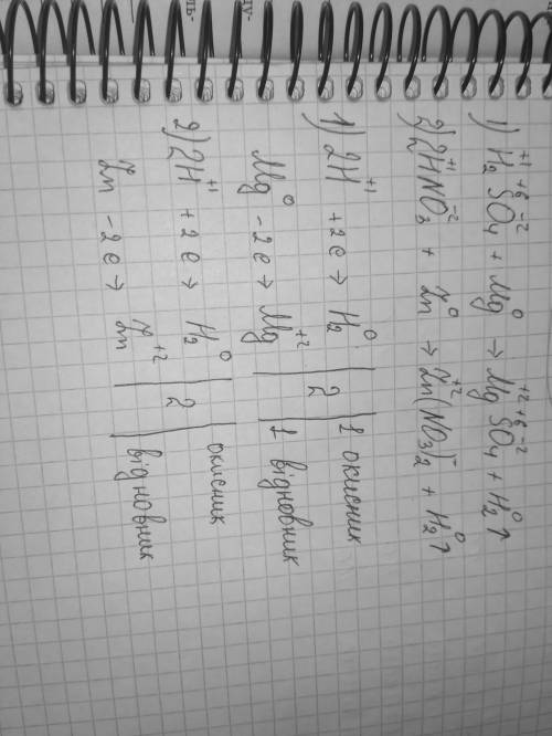 Расставить коэффициенты методом электронного к h2so4+mg к hno3+ zn