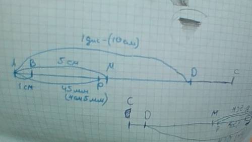 Изобразите луч ас. постройте на нем отрезок: ав=1 см; ам=5см; ad=1дм; ар=45мм;