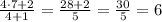 \frac{4\cdot7+2}{4+1}=\frac{28+2}{5}=\frac{30}{5}=6