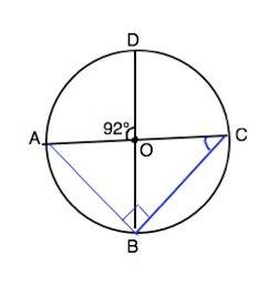 Вокружности с центром в точке o отрезки ac и bd - диаметры . угол aod равен 92 градуса найдите угол