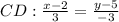 CD: \frac{x-2}{3}= \frac{y-5}{-3}