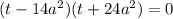 (t-14a^2)(t+24a^2)=0