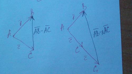 Даны два произвольных вектора ab и ac.постройте векторы: а)ав+ас; б)ав-ас; в)ав-2ас