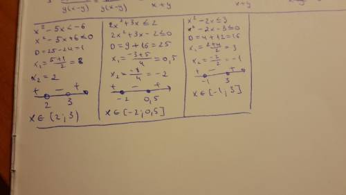 Решите неравенства(с графиками) x^2-5x< -6 2x^2+3x=< 2 x^2-2x=< 3