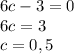 6c-3=0\\6c=3\\c=0,5