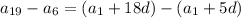 a_{19}-a_6=(a_1+18d)-(a_1+5d)