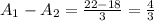 A_1 - A_2 = \frac{22 - 18}{3} = \frac{4}{3}