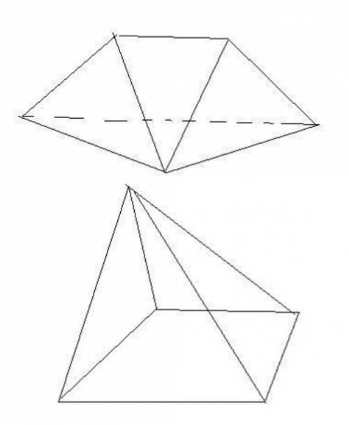 Изобразите многогранник у которого 5 вершин и 5 граней. а теперь многогранник у которого 5 вершин и