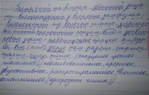 Зробити повний синтаксичний розбір речення : засмаглий на вітрах, обмитий дощами, вистражданий у вес