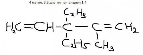 Запишите формулу 4 метил, 3,3 диэтил пентандиен 1,4