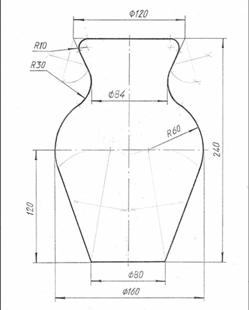 Зделать чертеж вазы по этому примеру