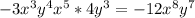 -3x^3y^4x^5*4y^3=-12x^8y^7