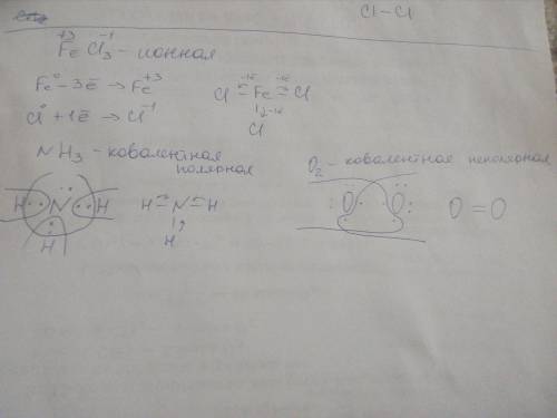 Показать механизм образования связи: fecl3,nh3,o2 зарания блогадарю