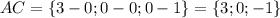 AC=\{3-0;0-0;0-1\}=\{3;0;-1\}