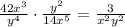 \frac{42x^3}{y^4} \cdot \frac{y^2}{14x^5} =\frac{3}{x^2y^2}