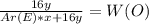 \frac{16y}{Ar(E)*x+16y} = W(O)