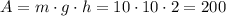 A=m\cdot g\cdot h=10\cdot 10\cdot 2=200