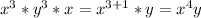 x^3*y^3*x=x^{3+1}*y=x^4y