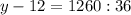 y-12=1260:36