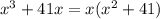 x^3 + 41x = x(x^2+41)