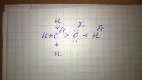 Обозначьте с стрелок распределение электронной плотности в молекуле метанола