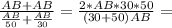 \frac{AB+AB}{\frac{AB}{50}+\frac{AB}{30}}=\frac{2*AB*30*50}{(30+50)AB}=