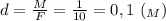 d= \frac{M}{F}= \frac{1}{10}=0,1 \ (_M)