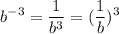 \displaystyle b^{-3}= \frac{1}{b^{3}}=( \frac{1}{b})^{3}