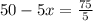 50-5x= \frac{75}{5}